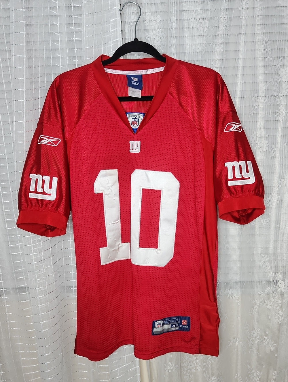 RARE - Reebok On Field New York Giants Eli Manning #10 RED Jersey Men's Sz48/L